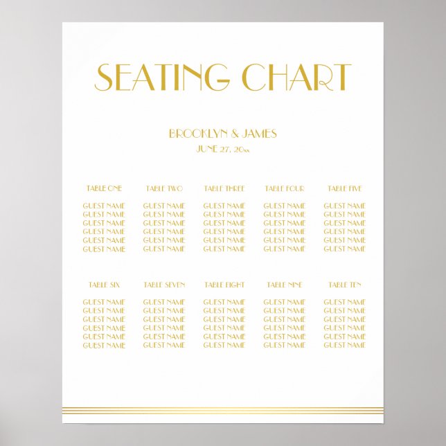 Gráfico Dourado e Branco de Casamento Poster de 16 (Frente)