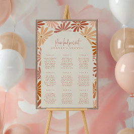 Gráfico Floral de Assentos Laranja e Rosa Poster