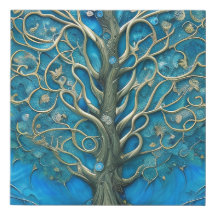 Gráfico Intriciar Árvore Floral Azul da Vida