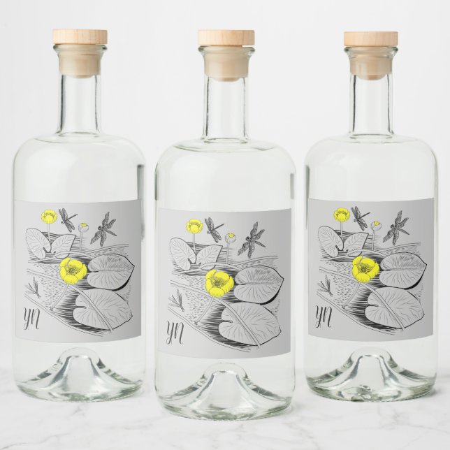 Gráfico negro lírios-amarelos (Garrafas)