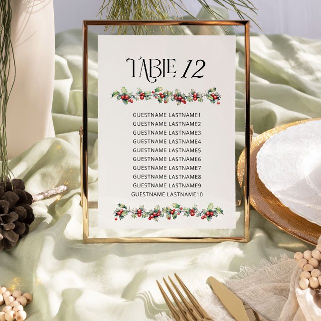Gráfico Sentado do Número da Tabela Holly do casam (Table Number Seating Chart from the Holly Bells Wedding Collection by Darling and May)