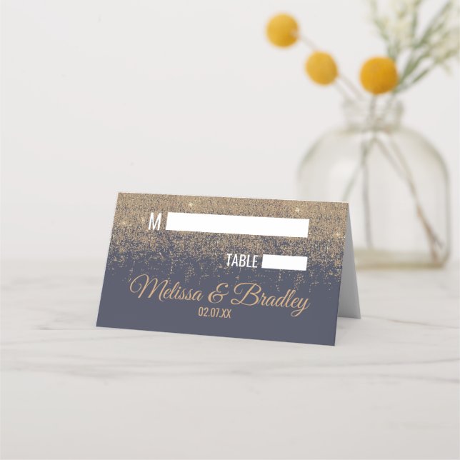 Gráficos Brilhantes Dourados Marinho Cartões Azuis (Frente)