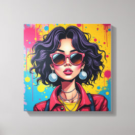 Grafite Chic Girl Canvas Wall Art para Dorm Room
