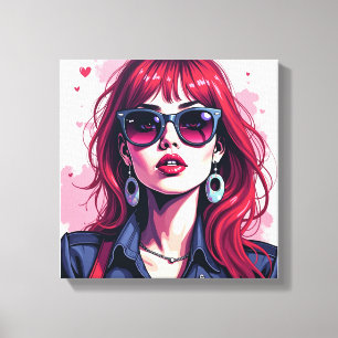 Grafite Chic Girl Canvas Wall Art para Dorm Room
