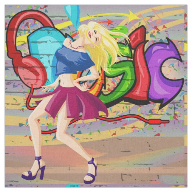 Grafite de música para Tecido de dança 3 (Modelo)