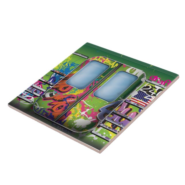 Grafite do comboio de metrô verde (Lateral)