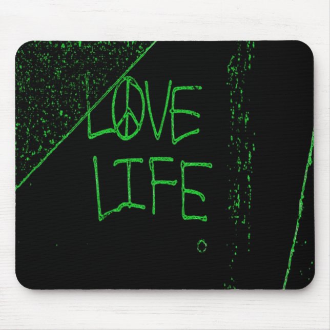 Grafite "Love Life" Neon Green Mouse Pad (Frente)