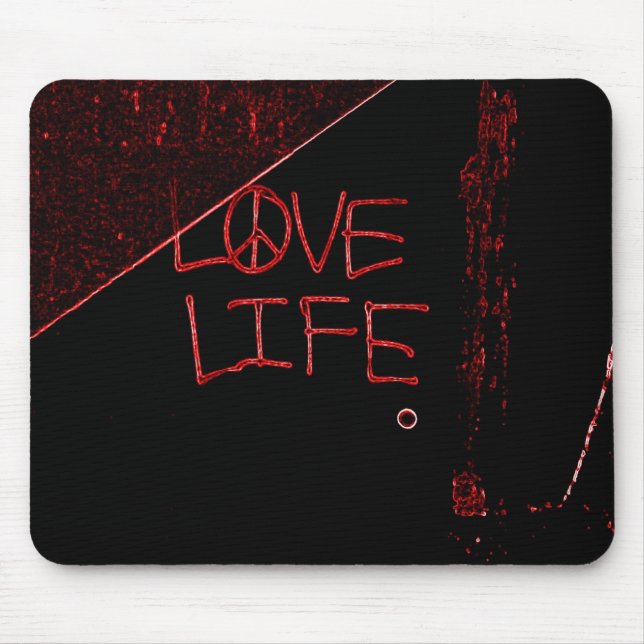 Grafite "Love Life" Neon Red Mouse Pad (Frente)