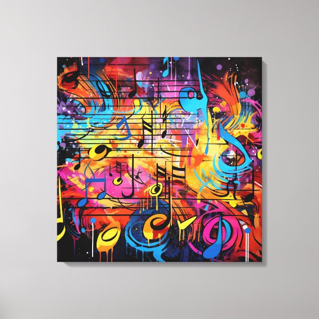 Grafite Musical Notes Canvas Art (Frente)