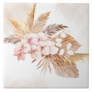 Grama das Pampas Palmeiras Secas Terracota Floral
