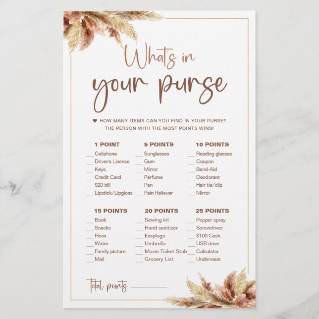 Grama de Pampas Secas | O que há no jogo da bolsa (Frente)