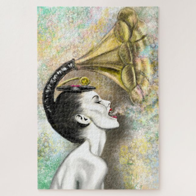 Gramophone Woman Quebra-cabeça (Vertical)