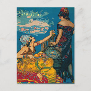 Granada, Espanha, duas garotas, cartão postal via
