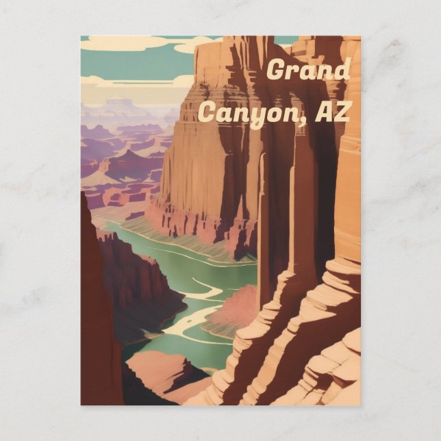 Grand Canyon, AZ Art Deco Vintage Cartão postal (Frente)