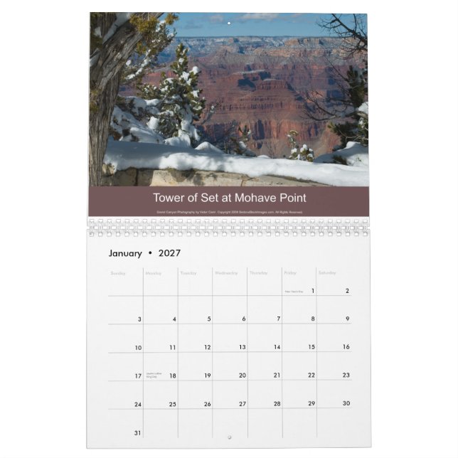 Grand Canyon de 2014 calendários (Jan 2027)