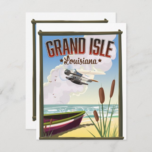 Grand Isle, Poster de viagens da Louisiana (Frente/Verso)