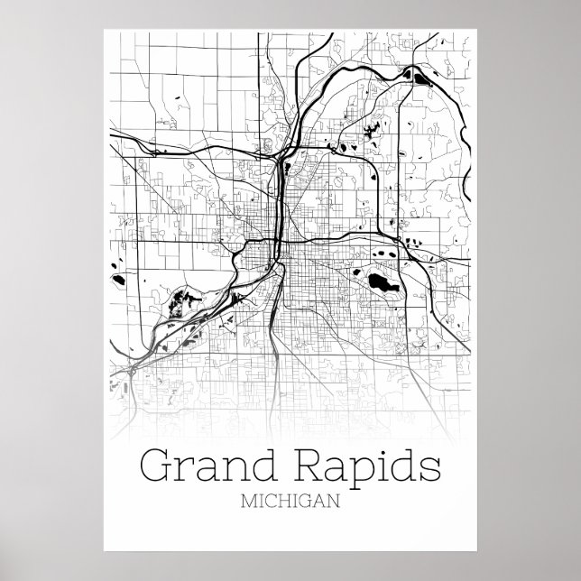 Grand Rapids Map - Michigan - City Map Poster (Frente)