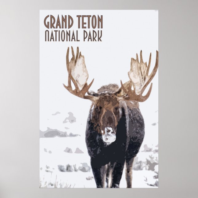 Grand Teton National Park Moose Poster vintage (Frente)