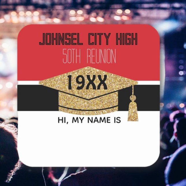 Grande 50ª Reunião! Nome de etiqueta de reunião de (Criador carregado)