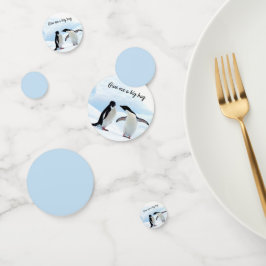 Grande abraço, Pinguim, na foto do gelo com texto