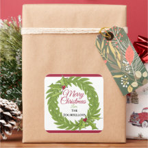 Grande Adesivo de Natal Personalizado Quadrado de
