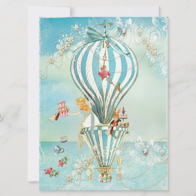 Grande Alice em convites de festas do país das (Frente)