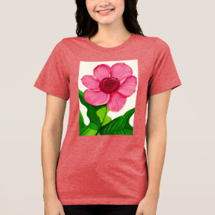 Grande Anêmona Rosa com Folhas Verde Esmeraldas