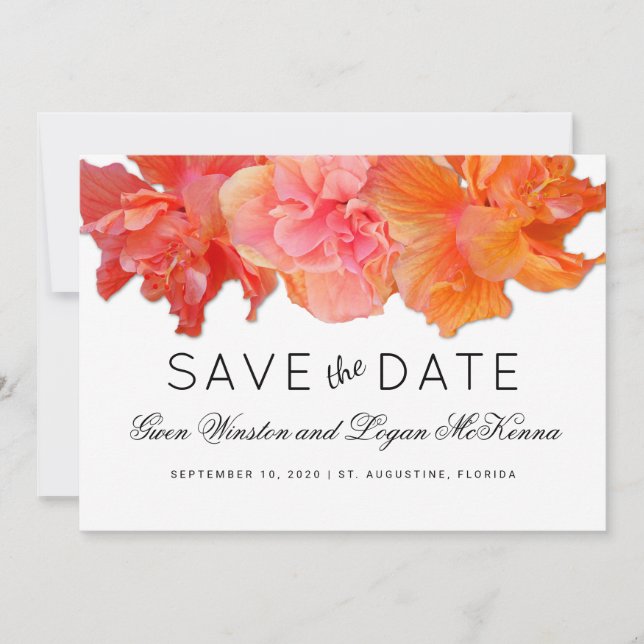 Grande Anúncio de Save the Date de Hibisco Laranja (Frente)