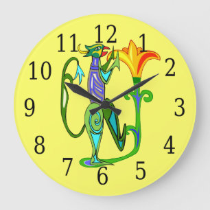 Grande Arte Egípcia Com Relógio De Flor De Lotus