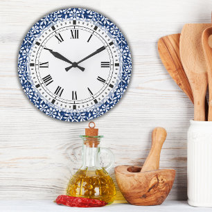 Grande Artes e Artesanatos Azuis e Brancos - Relógio Gra