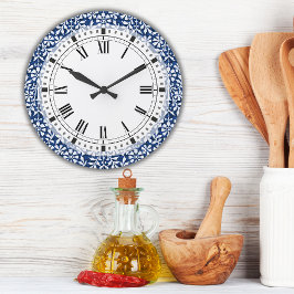 Grande Artes e Artesanatos Azuis e Brancos - Relógio Gran