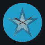Grande Azul - Estrela - relógio azul<br><div class="desc">Design moderno com uma estrela azul e branca "brilhante" sobre fundo azul. Relógio com um design personalizável para você personalizar com seu próprio texto,  imagens e ideias. Note que esta é uma imagem impressa criada usando fotografias originais e técnicas digitais,  que ela não brilha ou contém faíscas reais.</div>