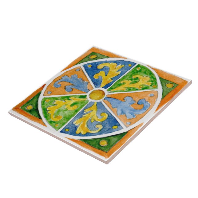 Grande azulejo cerâmico, estilo siciliano, "Erice" (Lateral)