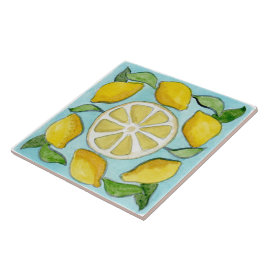 Grande azulejo cerâmico, estilo siciliano, "Limões