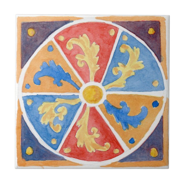 Grande azulejo cerâmico, púrpura "Erice", estilo s (Frente)