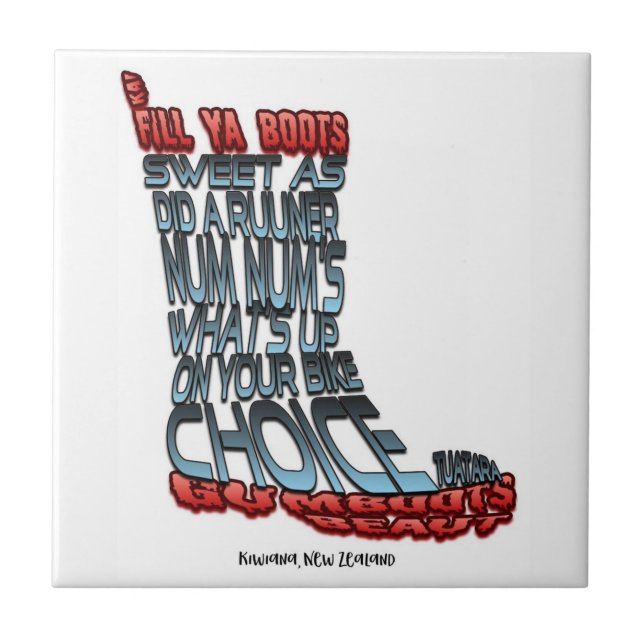 Grande azulejo com design de Kiwiana (Frente)