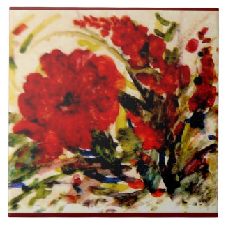 Grande azulejo de cerâmica branca, belo floral em
