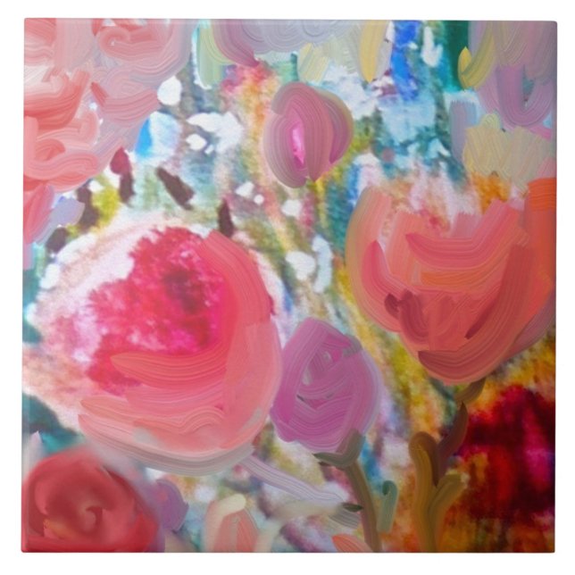 Grande Azulejo de cerâmica, Gorgeous Original Flor (Frente)