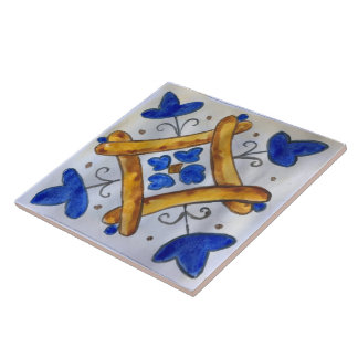 Grande azulejo de cerâmica inspirado na Sicília “N