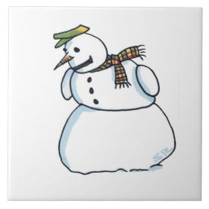 Grande azulejo de cerâmica Snowman