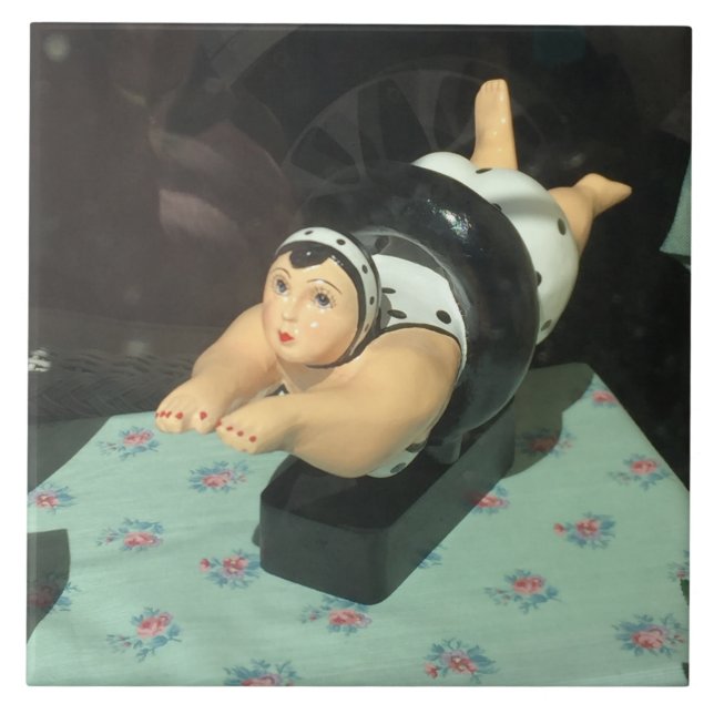 grande azulejo, foto única, nadador cerâmico! (Frente)