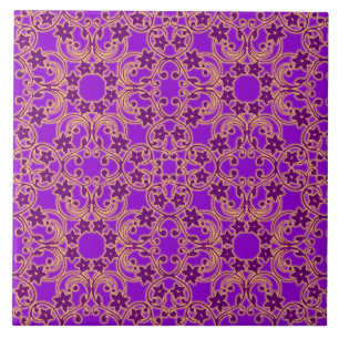 Grande azulejo inspirado marroquino roxo do teste