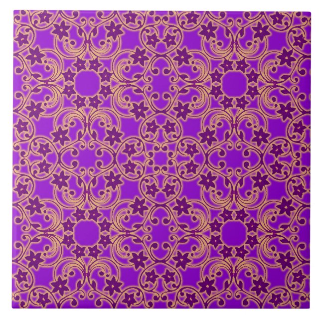 Grande azulejo inspirado marroquino roxo do teste (Frente)
