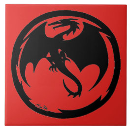 Grande azulejo Vermelho do Dragão Negro