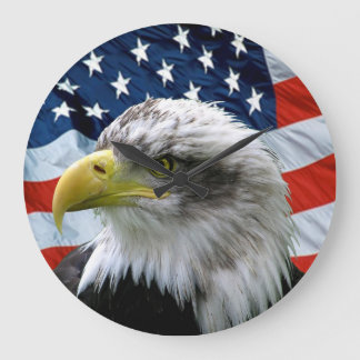 Grande Bald Eagle American Flag sem Números Relógio de Pa
