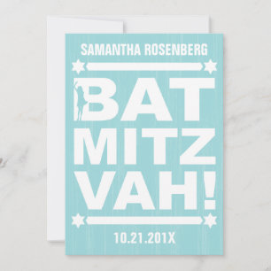 Grande Bat Mitzvah Convite para Teal Claro