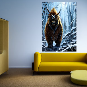 Grande besta de ursos de fantasia AI Art Poster