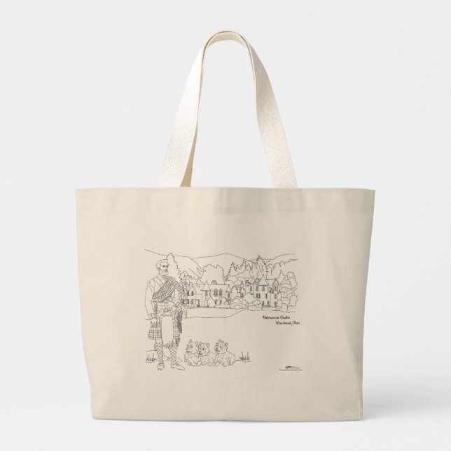Grande Bolsa de Tote Dalmunzie Castle, Highlander, Westie (Verso)