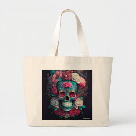 Grande Bolsa Tote Artística Caveira Catrina