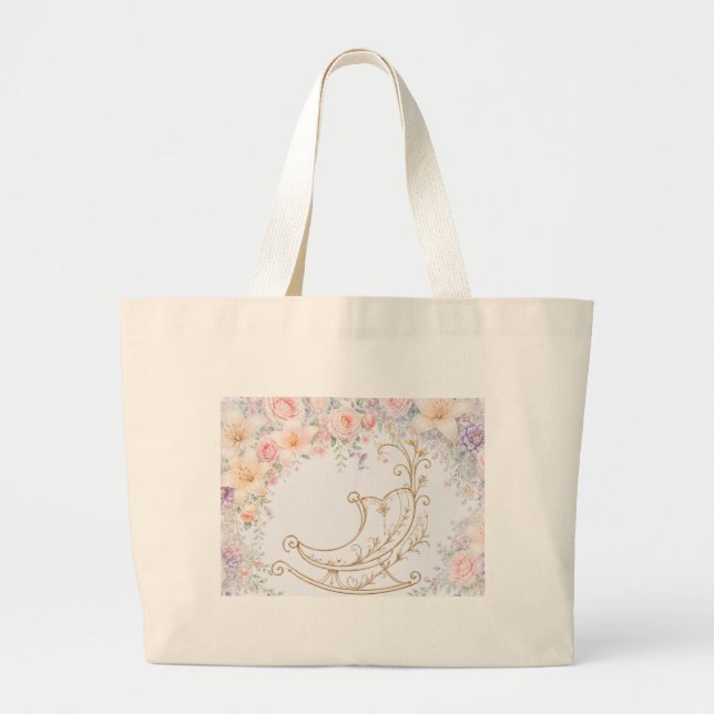 Grande Bolsa Tote Bebê Berço Blue Gold (Frente)